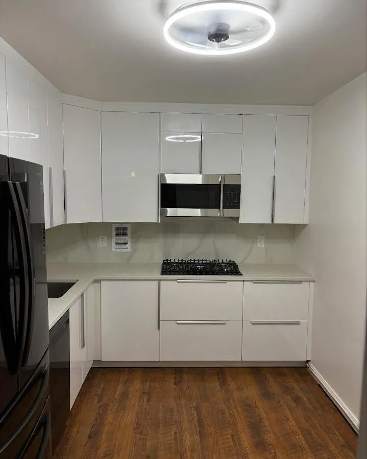 Renovated kitchen with quartz countertops in Demarest