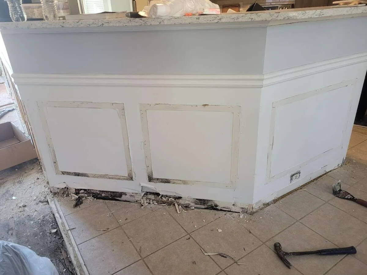 Water damage and mold on kitchen during Storm Damage Restoration in Demarest